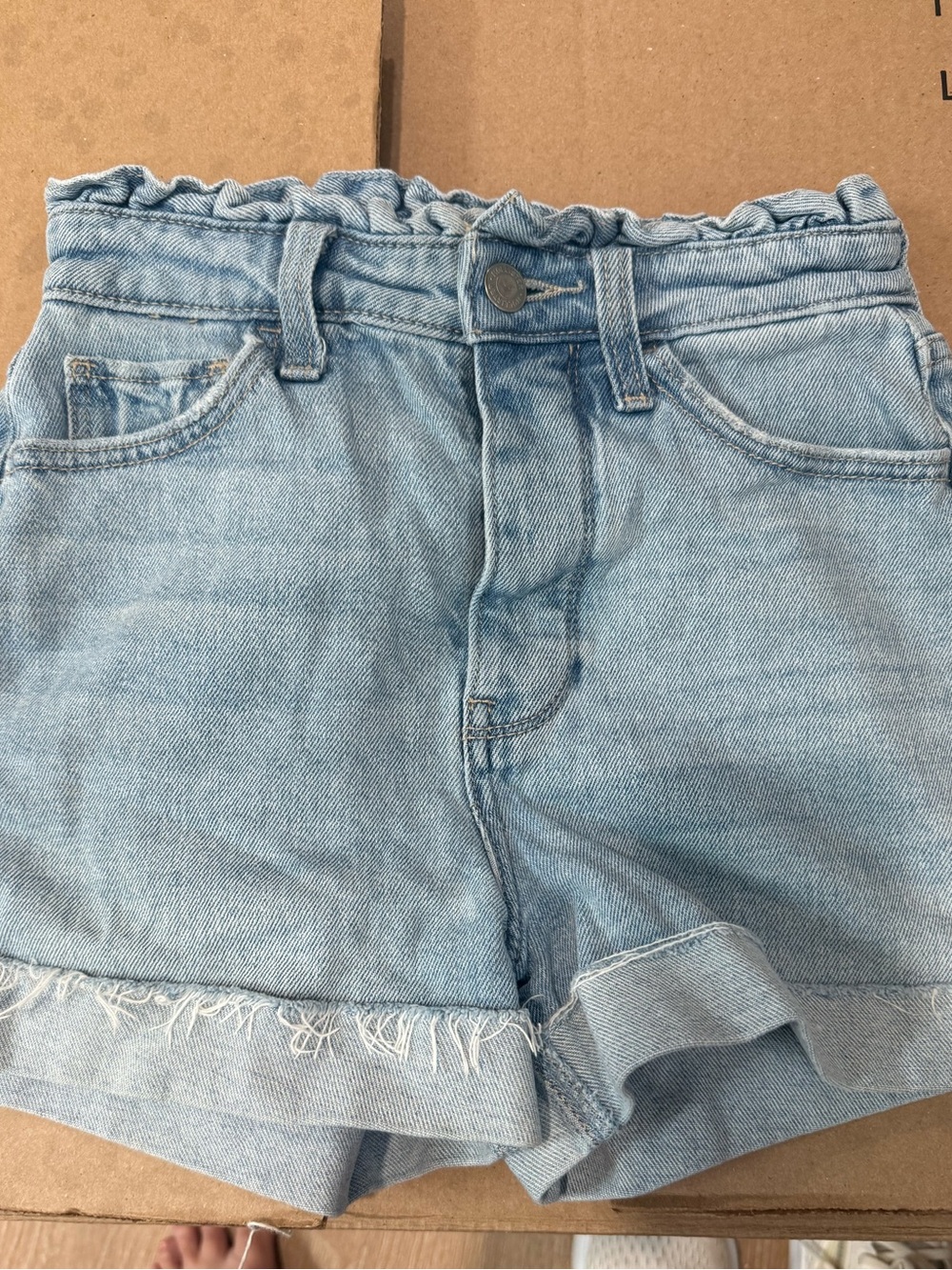 Hollister Light Blue Denim Paperbag Waist Shorts
